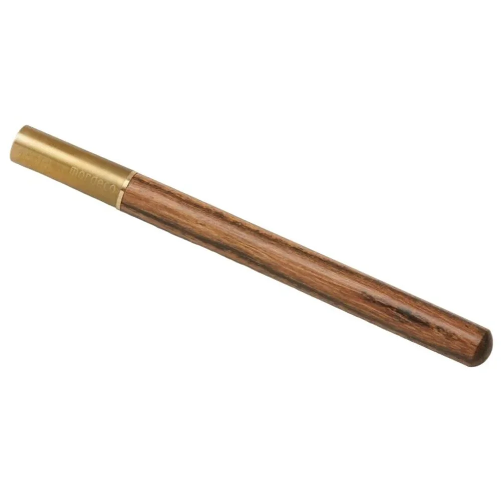 Mordeco Tigerwood Pen Wood Brass Rollerball 0.5mm Black Ink Screw On Cap